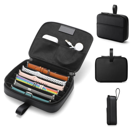 PU Leather Watch Strap Organizer Box For Apple Watch Band  Travel Storage Case, PU Leather Black, PU Leather Brown - DealBuddy