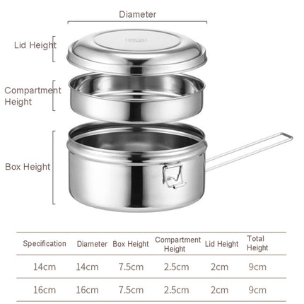 304 Stainless Steel Round Lunch Box, 14cm Single Layer, 16cm Single Layer, 14cm Double Layer, 16cm Double Layer - DealBuddy