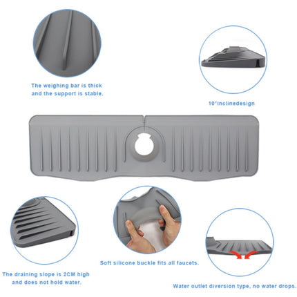 Bathroom Kitchen Silicone Faucet Anti-Splash Drain Mat, White, Grey, Black, White+Waterproof Edge, Gray+Waterproof Edge, Black+Waterproof Edge - DealBuddy