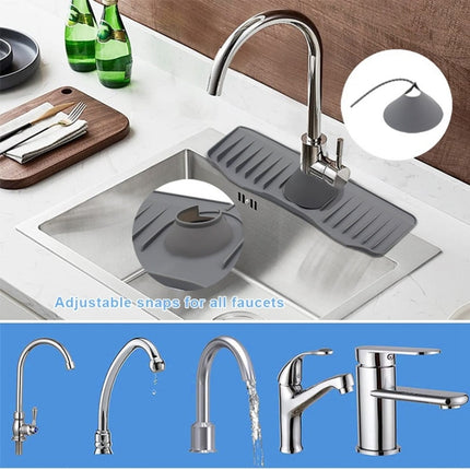 Bathroom Kitchen Silicone Faucet Anti-Splash Drain Mat, White, Grey, Black, White+Waterproof Edge, Gray+Waterproof Edge, Black+Waterproof Edge - DealBuddy