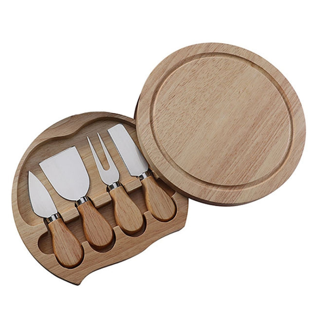 4pcs /Set Round Oak Box Cheese Knife Spatula Stainless Steel Cheese Tools Cutlery, Steel Color, Black, Gold - DealBuddy