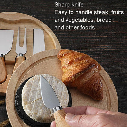 4pcs /Set Round Oak Box Cheese Knife Spatula Stainless Steel Cheese Tools Cutlery, Steel Color, Black, Gold - DealBuddy