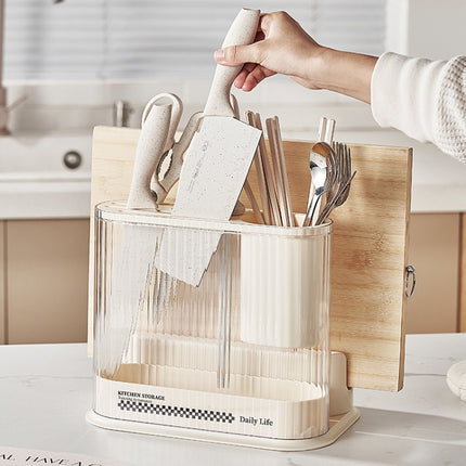 Cream Style Kitchen Storage Rack Knife Holder Chopping Board