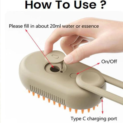 Pet Electric Spray Comb Rechargeable Cat Steamy Grooming Brush Cleaning Tool, Handle White, Handle Coffee - DealBuddy