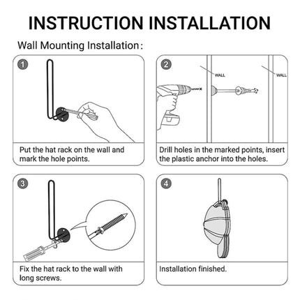 L-Shaped Iron Wire Rack Baseball Cap Storage Stand Wall Mounted Hat Holder