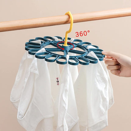360 Degree Rotatable Sock Hanger With 20 Clips Round Laundry Drying Rack