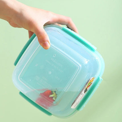 Microwaveable Double Layer Salad Container Picnic Lunch Box with Fork Spoon, White/Small - DealBuddy