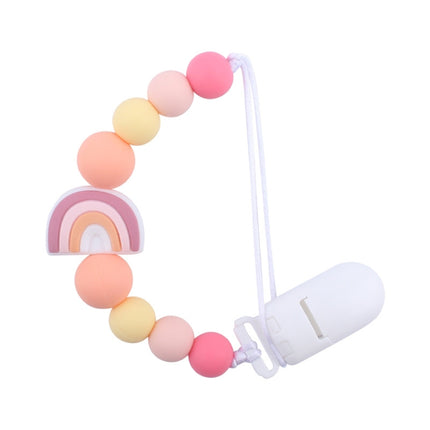 Baby Anti-drop Chain Pacifier Clips Silicone Rainbow Beads Dummy Holder Nipple Clip, Rainbow Pink, Rainbow Blue, Rainbow Purple - DealBuddy
