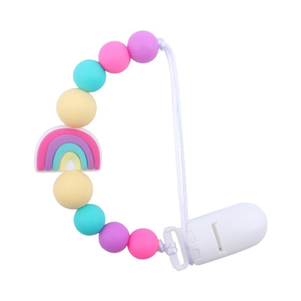 Baby Anti-drop Chain Pacifier Clips Silicone Rainbow Beads Dummy Holder Nipple Clip, Rainbow Pink, Rainbow Blue, Rainbow Purple - DealBuddy