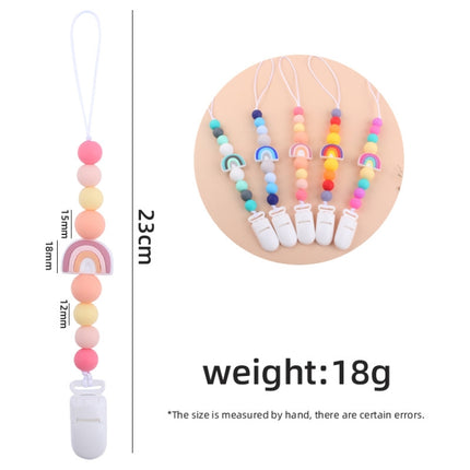 Baby Anti-drop Chain Pacifier Clips Silicone Rainbow Beads Dummy Holder Nipple Clip, Rainbow Pink, Rainbow Blue, Rainbow Purple - DealBuddy