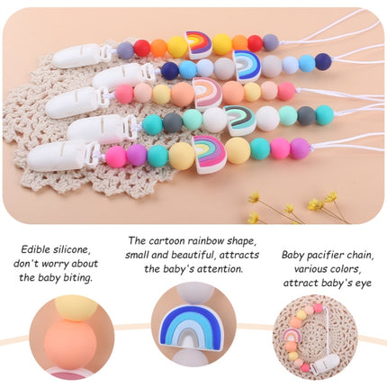 Baby Anti-drop Chain Pacifier Clips Silicone Rainbow Beads Dummy Holder Nipple Clip, Rainbow Pink, Rainbow Blue, Rainbow Purple - DealBuddy