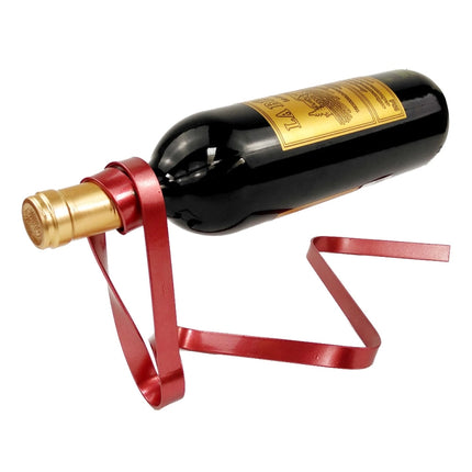 Metal Ribbon Suspended Wine Bottle Holder Home Desktop Decorative Ornaments - DealBuddy