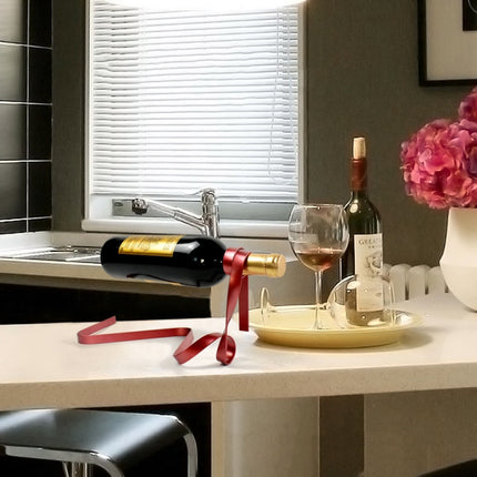 Metal Ribbon Suspended Wine Bottle Holder Home Desktop Decorative Ornaments - DealBuddy