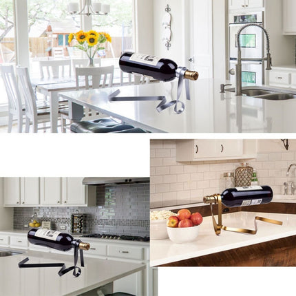 Metal Ribbon Suspended Wine Bottle Holder Home Desktop Decorative Ornaments - DealBuddy