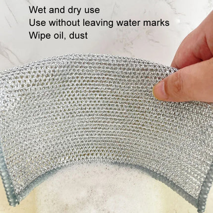 20x20cm Double-sided Silver Wire Wipes Dish Towel Household Cleaning Degreasing Steel Wire