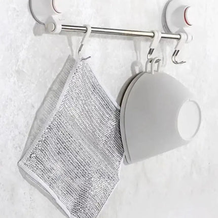 20x20cm Double-sided Silver Wire Wipes Dish Towel Household Cleaning Degreasing Steel Wire