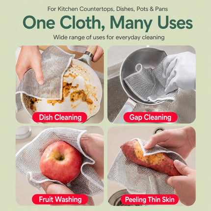 20x20cm Double-sided Silver Wire Wipes Dish Towel Household Cleaning Degreasing Steel Wire, 10pcs Single Layer, 10pcs Double Layer - DealBuddy