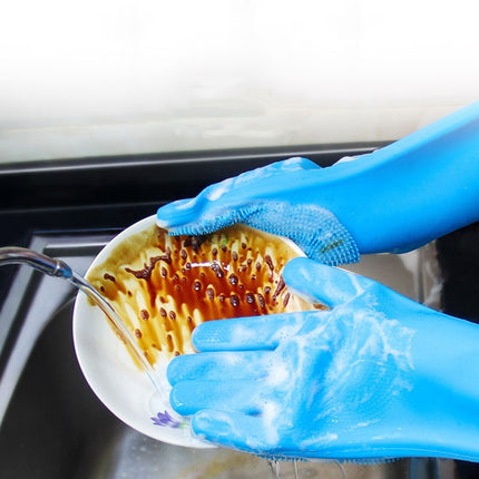 Kitchen Silicone Dishwash Gloves Male And Female Household Chores Cleaning Mitts, 160g - DealBuddy