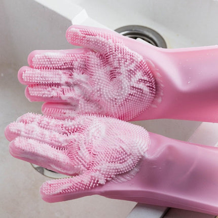 Kitchen Silicone Dishwash Gloves Male And Female Household Chores Cleaning Mitts, 160g - DealBuddy