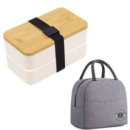 1200ml Portable Compartment Insulated Double Layer Lunch Box Microwavable Plastic Food Container, Without  Insulation Bag Black, Without Insulation Bag White, With Insulation Bag Black, With Insulation Bag White - DealBuddy