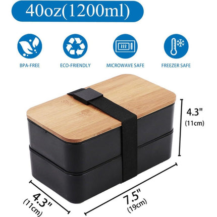 1200ml Portable Compartment Insulated Double Layer Lunch Box Microwavable Plastic Food Container, Without  Insulation Bag Black, Without Insulation Bag White, With Insulation Bag Black, With Insulation Bag White - DealBuddy