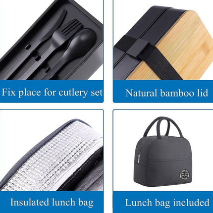 1200ml Portable Compartment Insulated Double Layer Lunch Box Microwavable Plastic Food Container, Without  Insulation Bag Black, Without Insulation Bag White, With Insulation Bag Black, With Insulation Bag White - DealBuddy