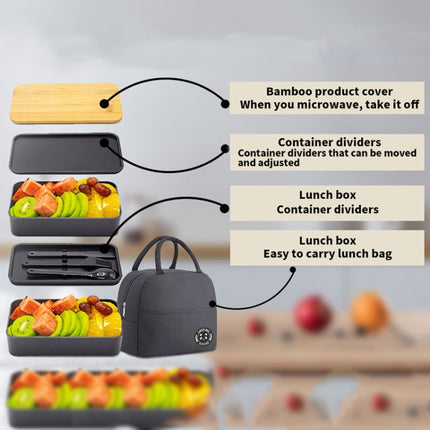 1200ml Portable Compartment Insulated Double Layer Lunch Box Microwavable Plastic Food Container, Without  Insulation Bag Black, Without Insulation Bag White, With Insulation Bag Black, With Insulation Bag White - DealBuddy