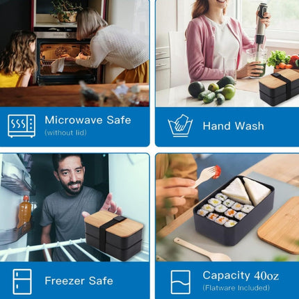 1200ml Portable Compartment Insulated Double Layer Lunch Box Microwavable Plastic Food Container, Without  Insulation Bag Black, Without Insulation Bag White, With Insulation Bag Black, With Insulation Bag White - DealBuddy