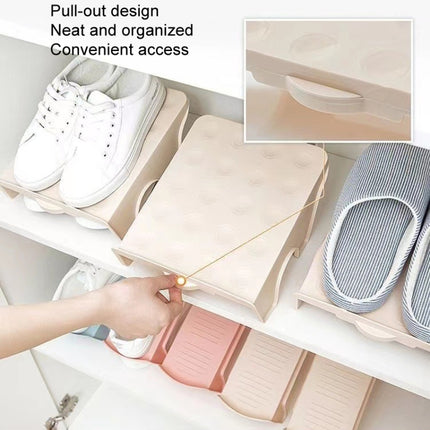 Household Storage Shoes Rack Double Shoes Tray Plastic One Piece Simple Shoes Organizer