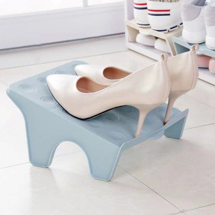 Household Storage Shoes Rack Double Shoes Tray Plastic One Piece Simple Shoes Organizer