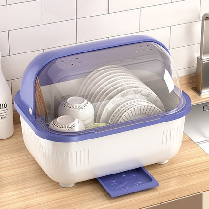 Household Dustproof Kitchen Tableware Storage Box Tableware Drain Rack, S (Purple), S (Blue), S (Yellow), L (Purple), L (Blue), L (Yellow), XL (Purple), XL (Blue), XL (Yellow) - DealBuddy
