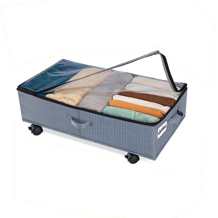Foldable Under Bed Clothes Shoes Storage Bins with Wheels & Handles