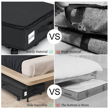 Foldable Under Bed Clothes Shoes Storage Bins with Wheels & Handles