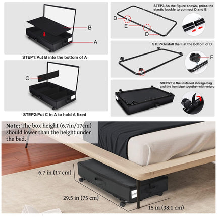 Foldable Under Bed Clothes Shoes Storage Bins with Wheels & Handles