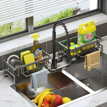 Kitchen Sink Multifunctional Drain Rack Sponge Rag Storage Shelf - DealBuddy