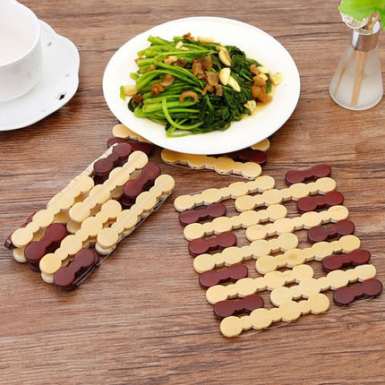 Bamboo Dining Table Insulation Pad Heatproof Coasters Anti-Scald Pot Mat, 16.5cm Round, 14x15cm Square - DealBuddy