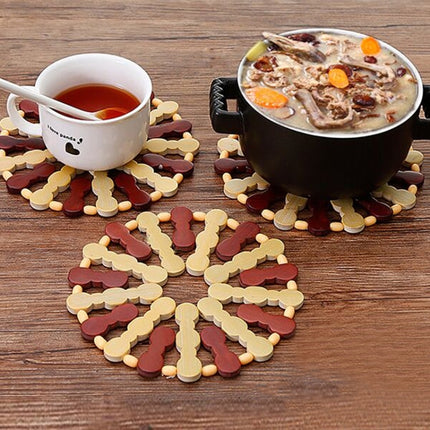 Bamboo Dining Table Insulation Pad Heatproof Coasters Anti-Scald Pot Mat, 16.5cm Round, 14x15cm Square - DealBuddy