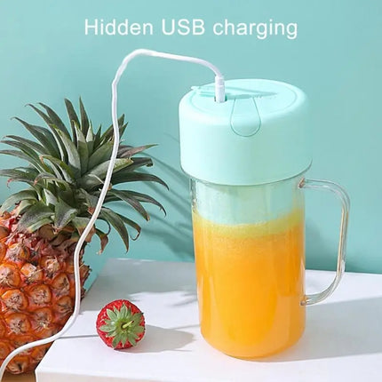 420ml 6 Blades Straw Juice Cup USB Charging Portable Fruit Juicer Smoothie Maker - DealBuddy
