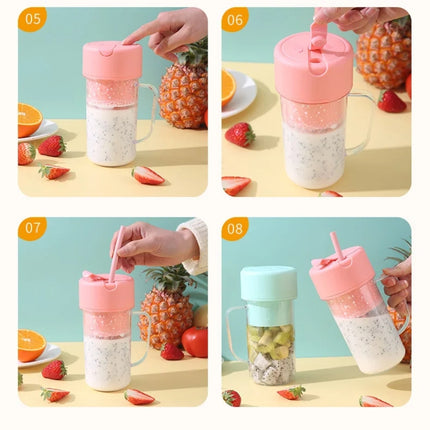420ml 6 Blades Straw Juice Cup USB Charging Portable Fruit Juicer Smoothie Maker - DealBuddy