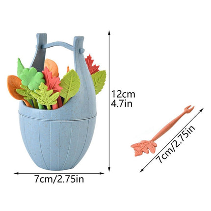 Mini Wheat Fiber Material Tableware Set Snack Dessert Forks, 16pcs Fruit Forks + 1pc Barrel - DealBuddy