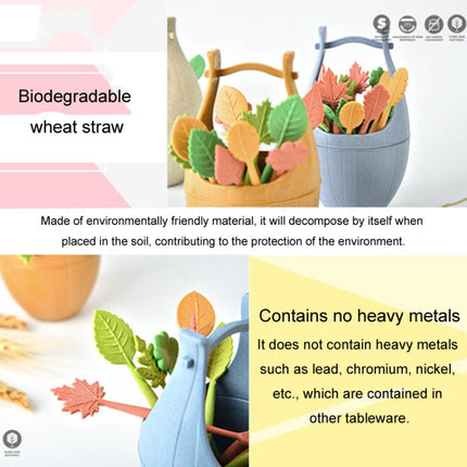 Mini Wheat Fiber Material Tableware Set Snack Dessert Forks, 16pcs Fruit Forks + 1pc Barrel - DealBuddy