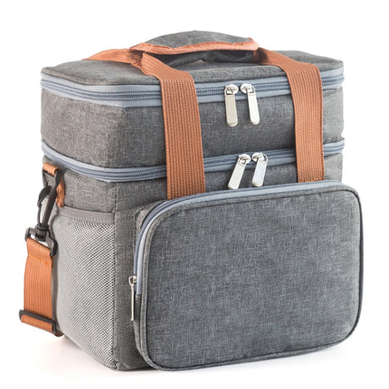 Double Layer Insulated Lunch Bag Large Capacity Food Cooler Bag with Shoulder Strap - DealBuddy