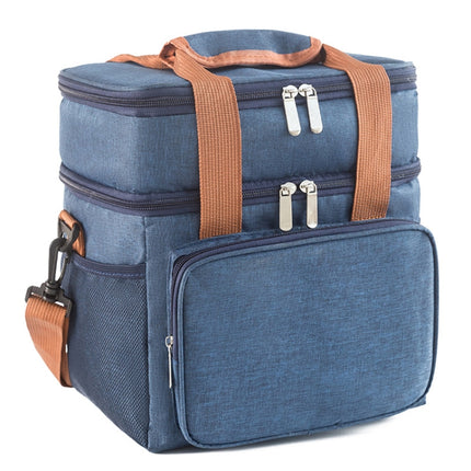 Double Layer Insulated Lunch Bag Large Capacity Food Cooler Bag with Shoulder Strap - DealBuddy