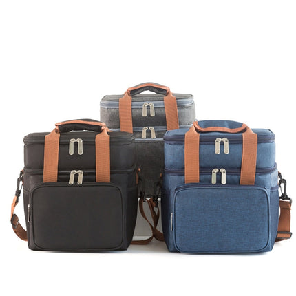 Double Layer Insulated Lunch Bag Large Capacity Food Cooler Bag with Shoulder Strap - DealBuddy