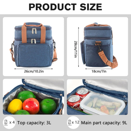 Double Layer Insulated Lunch Bag Large Capacity Food Cooler Bag with Shoulder Strap - DealBuddy