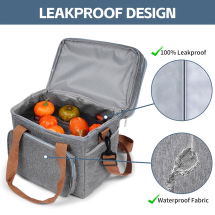 Double Layer Insulated Lunch Bag Large Capacity Food Cooler Bag with Shoulder Strap - DealBuddy