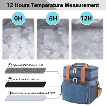 Double Layer Insulated Lunch Bag Large Capacity Food Cooler Bag with Shoulder Strap - DealBuddy