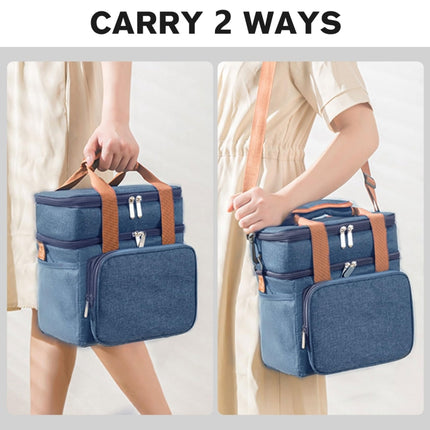 Double Layer Insulated Lunch Bag Large Capacity Food Cooler Bag with Shoulder Strap - DealBuddy