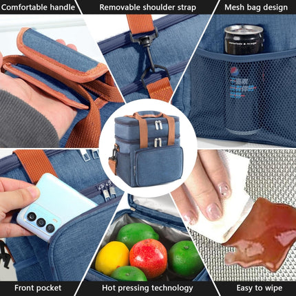 Double Layer Insulated Lunch Bag Large Capacity Food Cooler Bag with Shoulder Strap - DealBuddy
