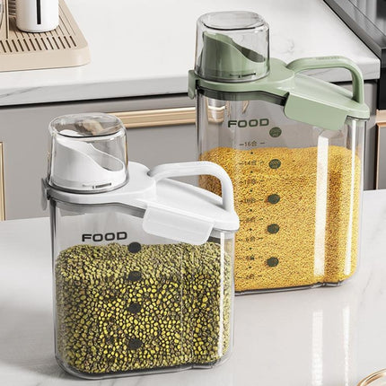 Plastic Sealed Grains Container Dry Food Storage Bin with Measuring Cup Pouring Spout